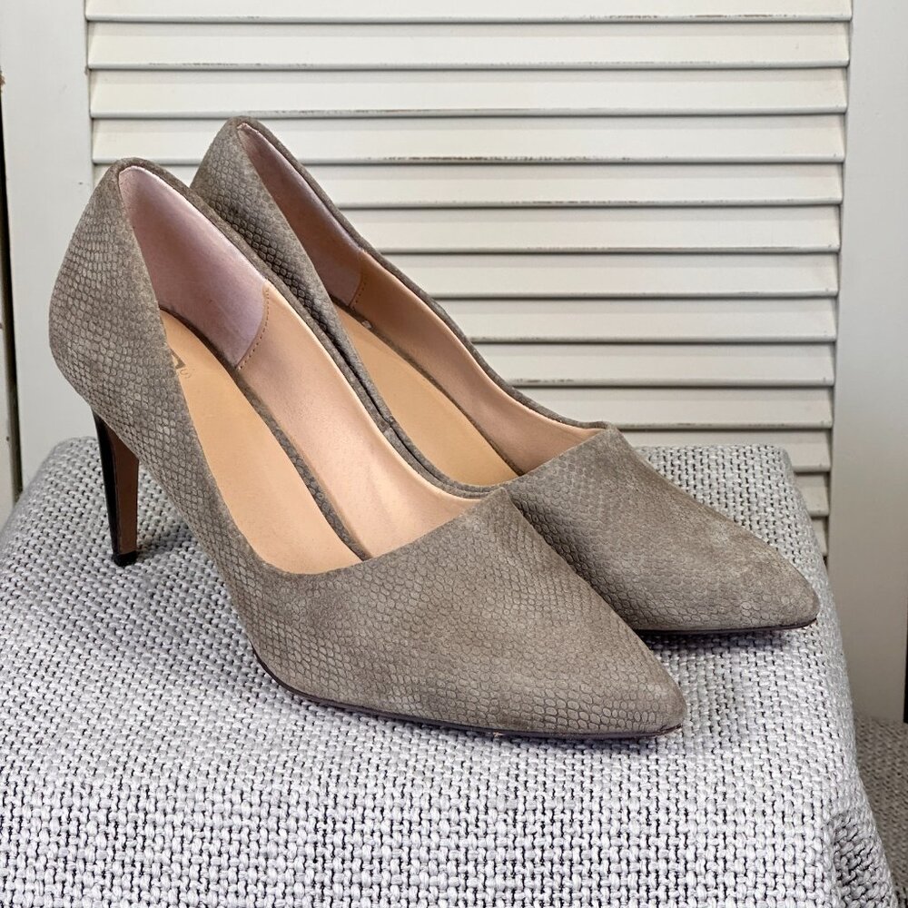 Joe's Suede Pumps Shoe‎ Textured Taupe Tan Gray Heels Stiletto Women's Size 10